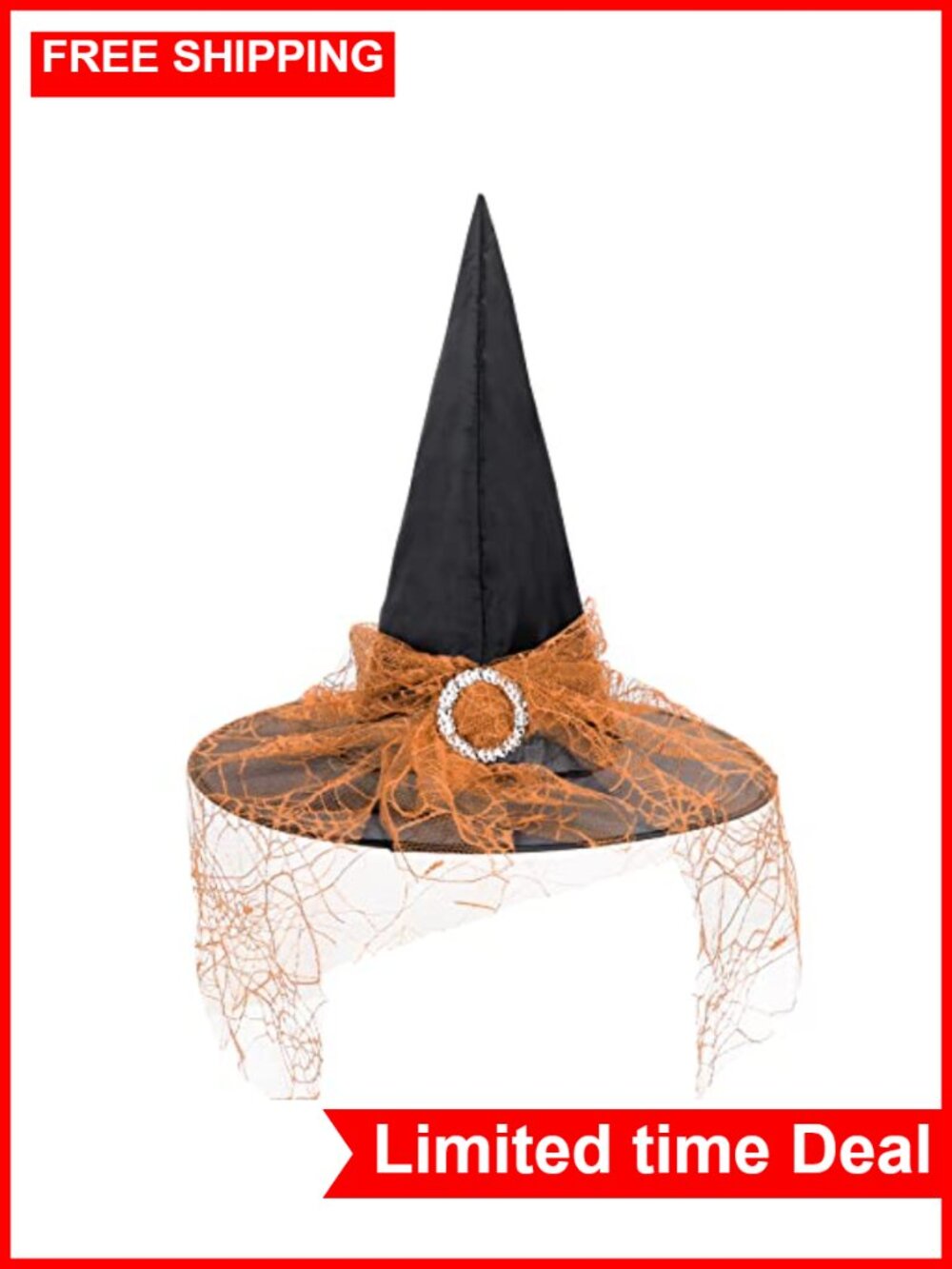 Lace Witch Hat Halloween Costume Accessory Foldable Polyester Tulle